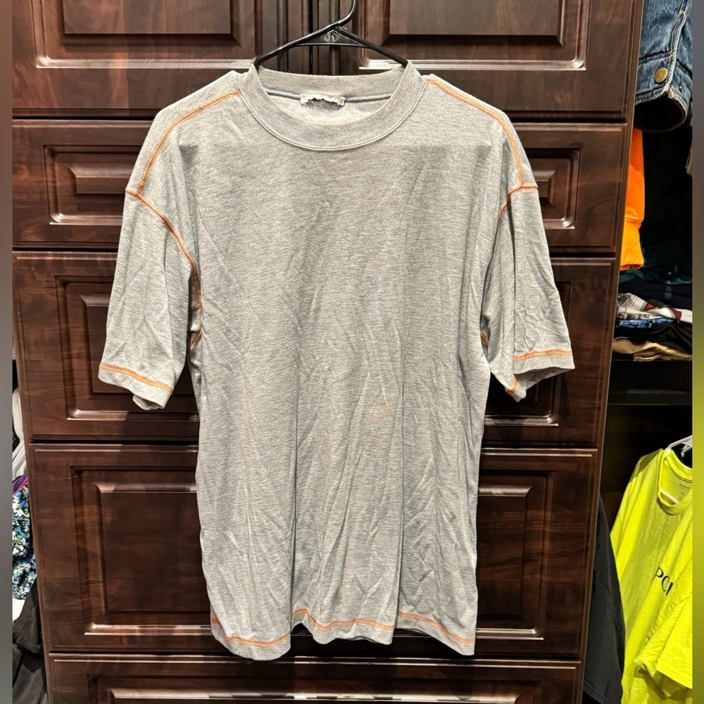 Gray and Orange Men's Shirt 2XL